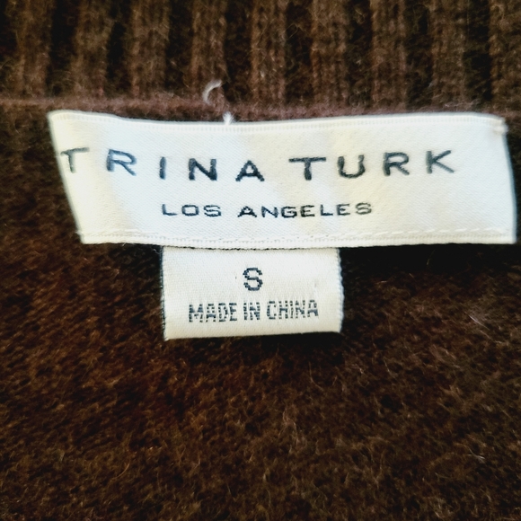 Trina Turk Los Angeles Chocolate Brown V-neck Sweater - Picture 5 of 6